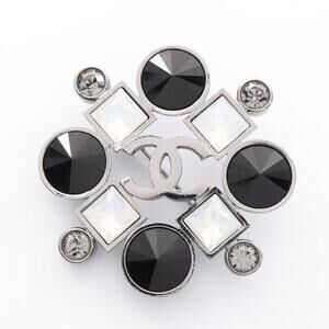 CHANEL Black Logo Brooch